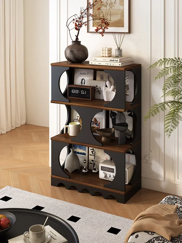 HYS medieval half-wall multi-layer bookshelf integrated living room floor display cabinet