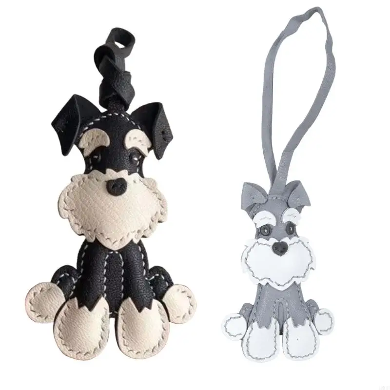 

10CE Fashionable Schnauzer Leather Key Chain Charm Keychain for Gifts