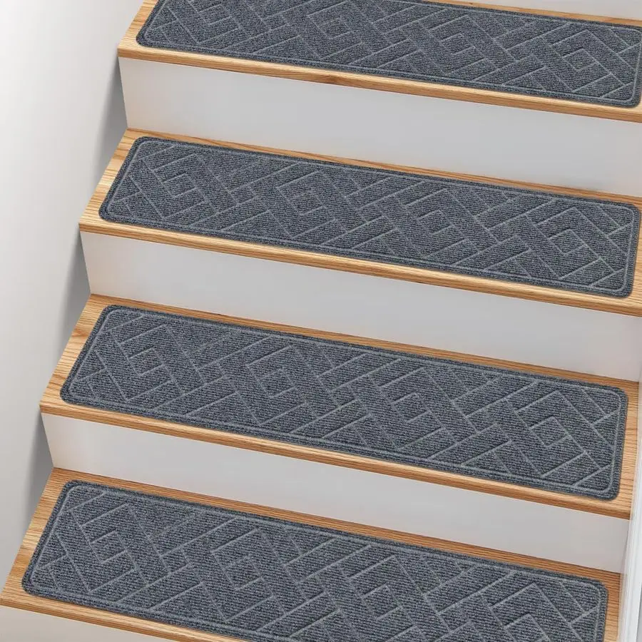 

Slip Stair Treads for Wooden Steps,15 Pack 8 X 30 Stairs Carpet Treads Indoor with Reusable Peel and Stick Adhesive for Kids Eld