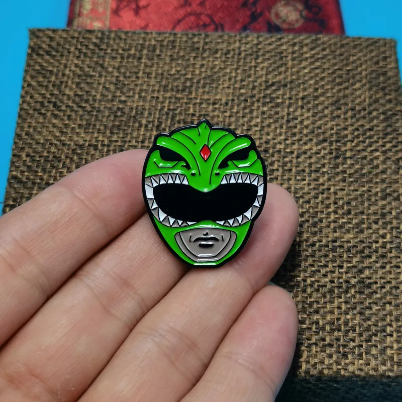 Power Dinosaur Rangers Enamel Pin Set Colorful Battle Suit Combat Helmet Lapel Badge Classic Anime Jewelry Collection Wholesale view 3