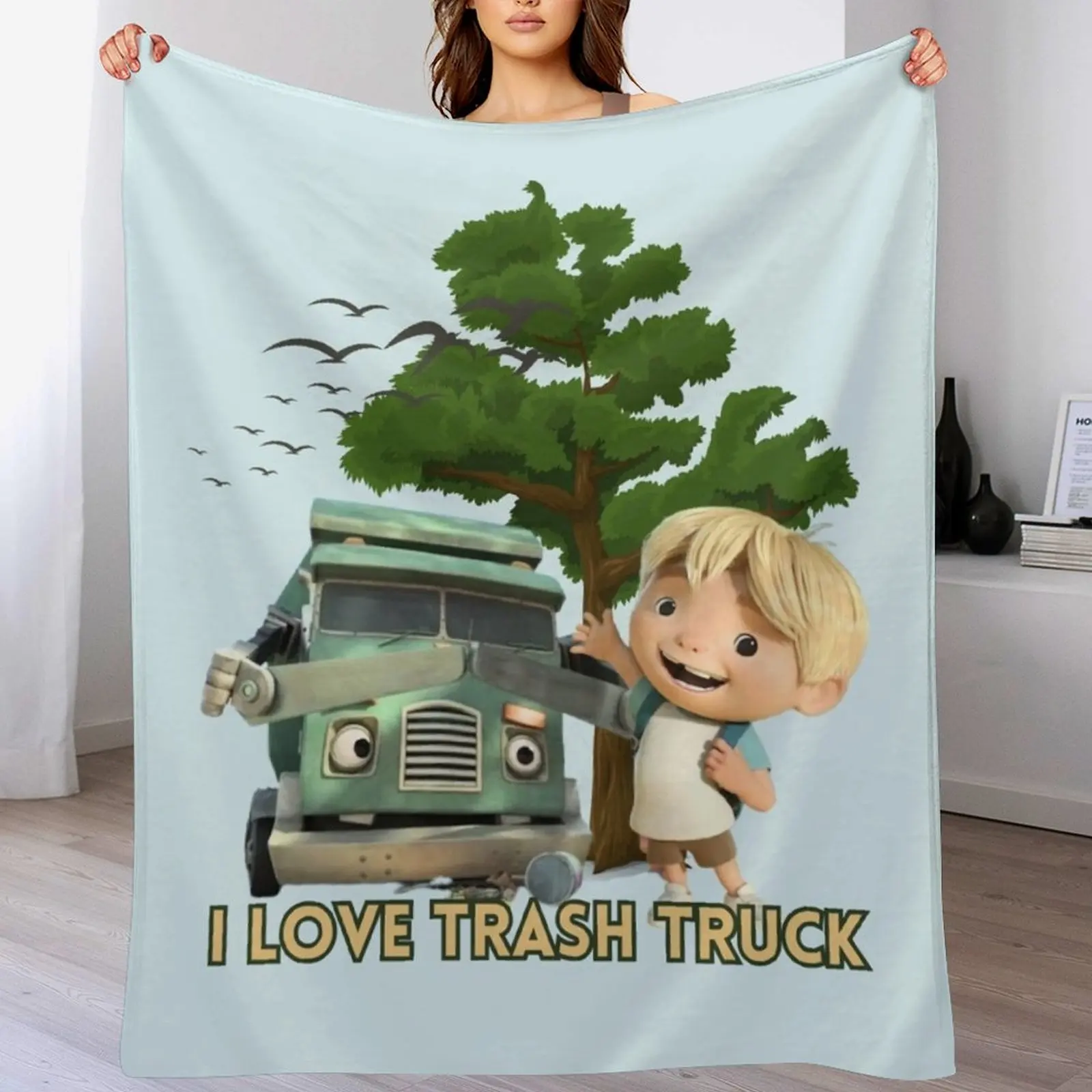

Trash Truck, I love Trash Truck Throw Blanket For Decorative Sofa Decorative Beds Polar anime Blankets