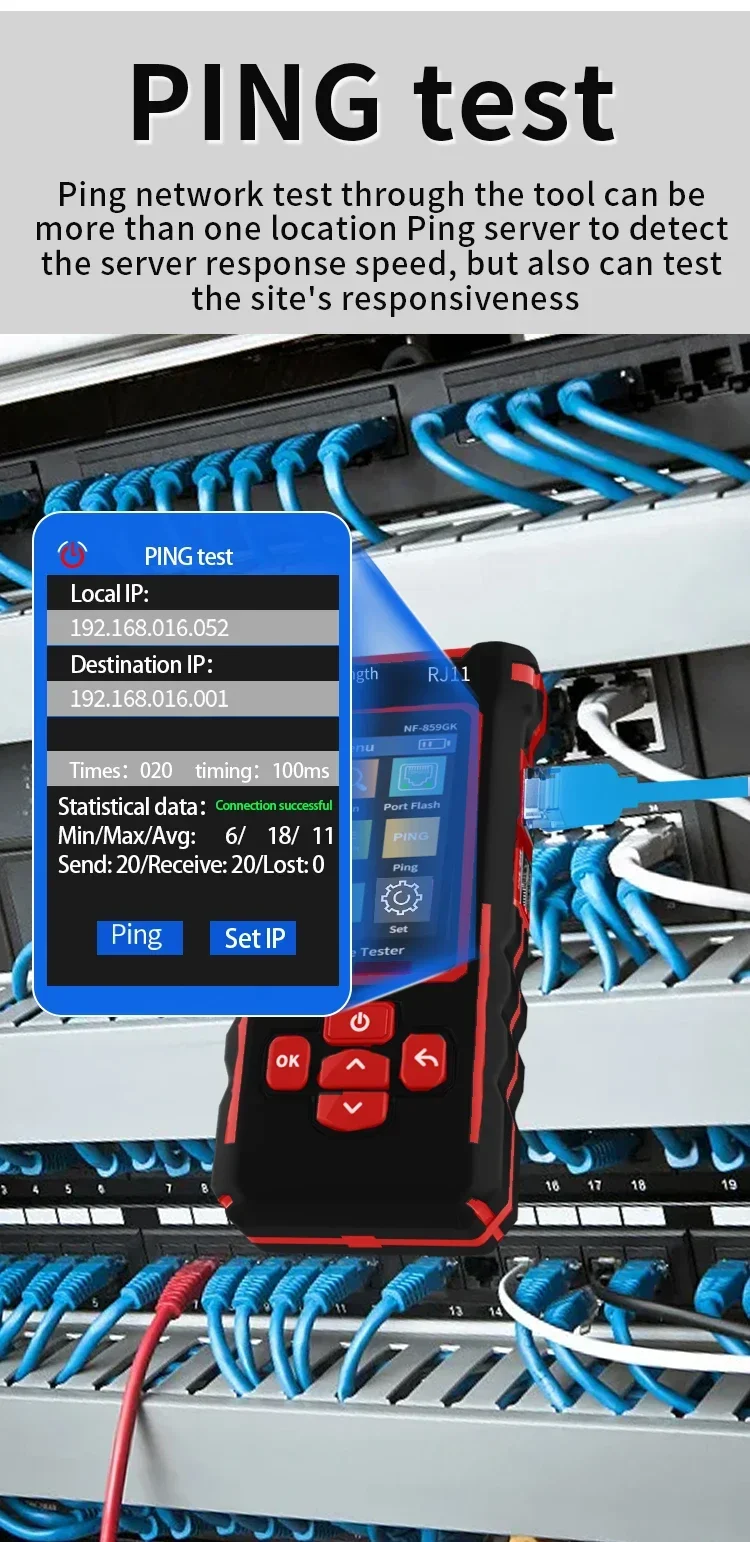 Line Finder Netzwerktester mit rotem Licht, Einzelkopf-Crimplänge, Haltepunkt, IP-Scanning, PING, Ladetyp, Schaltung NF-859GK – Detail 10