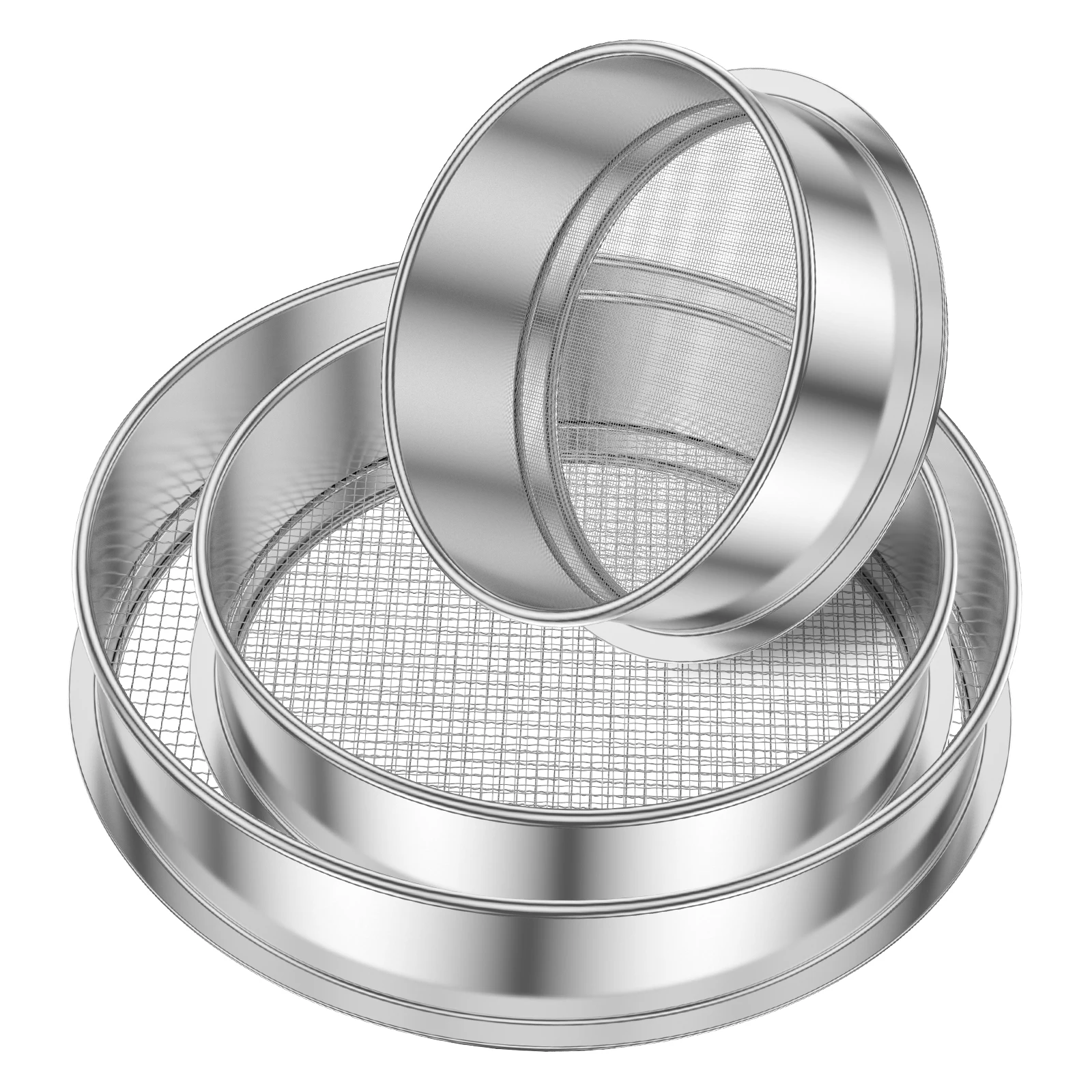 3Pcs Garten Boden Sieb Edelstahl Reis Feinen Draht Mesh Sieb Handheld Küche Siebe Runde Mehl Backen Sieb