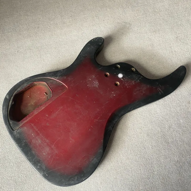 JB224 gradien merah 4 senar gitar elektrik bodi Bass kayu Solid tangan kanan PJB pickup DIY & suku cadang pengganti permukaan kotor & kerusakan