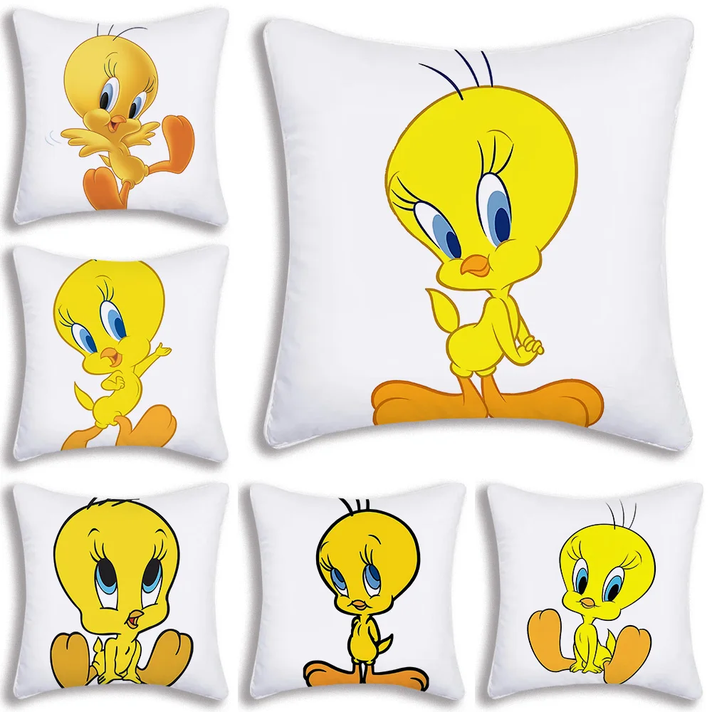 

T-Tweety B-Bird Pillow Covers Cartoon Sofa Decorative Home Double-sided Printing Short Plush Cute Cushion Cover