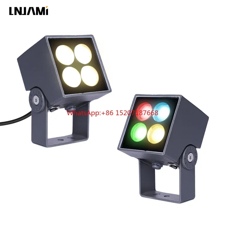 IP66 Rated 8W/12W Mini DMX-Controlled RGB LED Architectural Floodlights for Outdoor Building and Stage Lighting