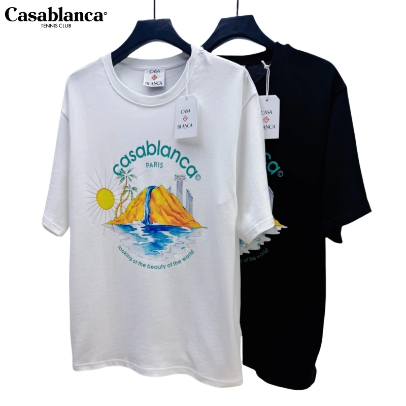 

CASABLANCA Men's 100% Cotton T Shirt Base Layer Wool Tee Men Shirt Women Top 280G Wicking Breathable Quick Anti-Odor Size S-XL