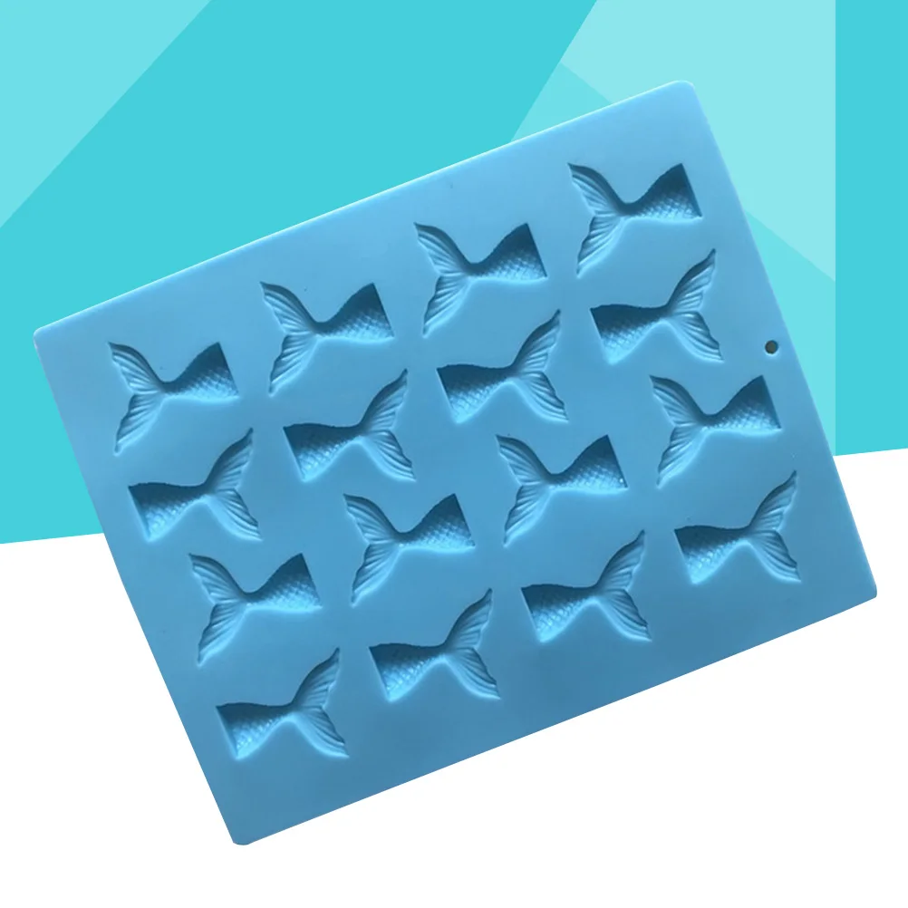 

2pcs Fish Tail Mermaid Silicone Mold Baking Tool Cake Decor Fondant Chocolate Gummy Mold Food Grade Soap Making Blue