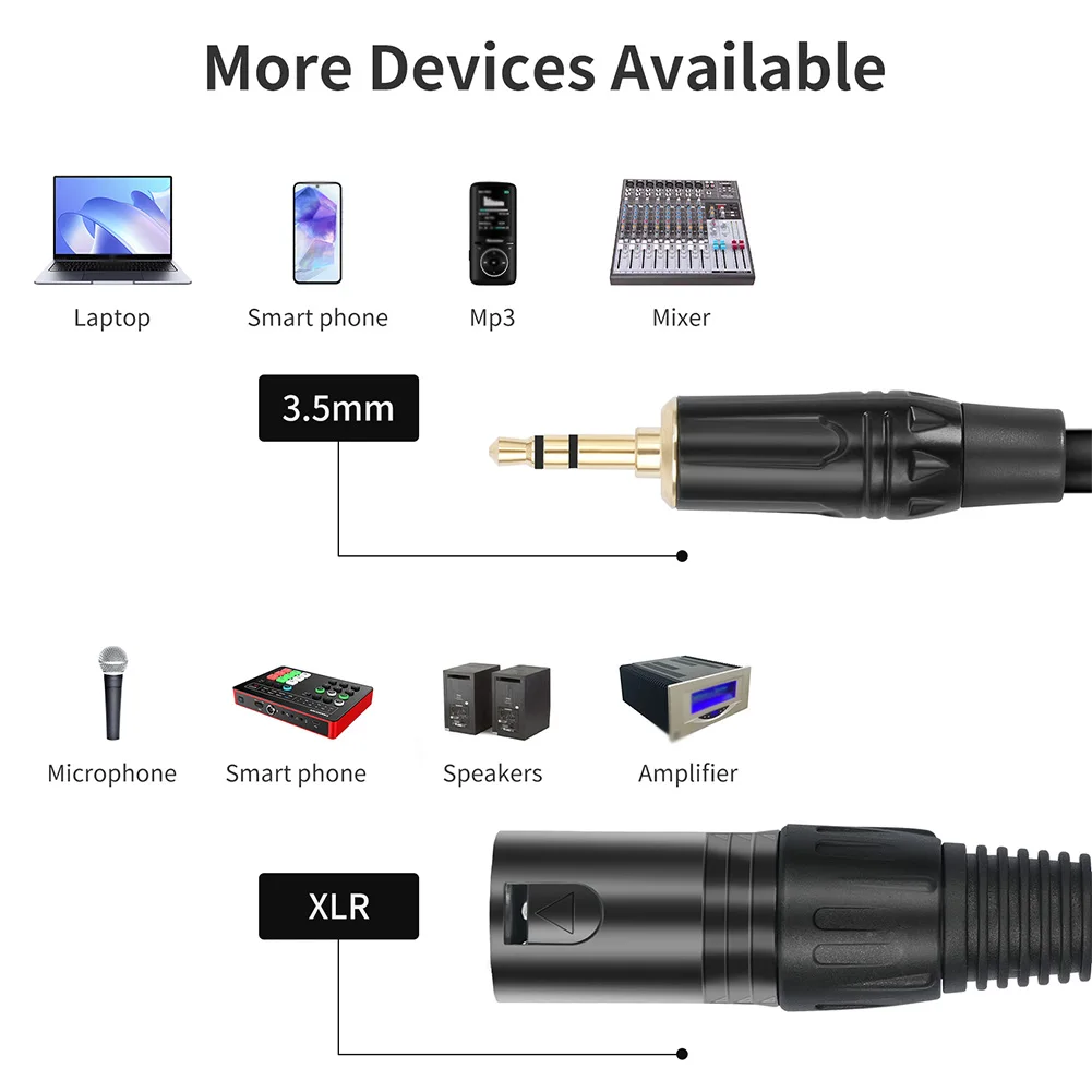 XLR إلى 1/8 بوصة كابل ذكر إلى ذكر XLR إلى 3.5 مللي متر كابل مقبس صغير 1/8 بوصة إلى XLR ذكر محول كابل الميكروفون لخلاط مكبر الصوت