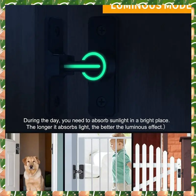 

JAJA 1 Piece Barn Door Lock Sliding Barn Door Latch Luminous 90 Degree Heavy Duty Gate Latch Suitable For Garden,Garage (90 Degr