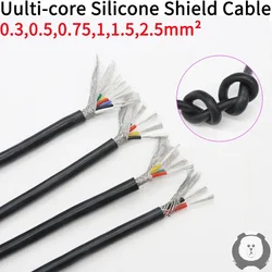 1m 0,3 0,5 0,75 1 1,5 2 2,5mm Cable blindado de goma de silicona 2 3 4 6 núcleos Cable de cobre Flexible aislado de alta temperatura