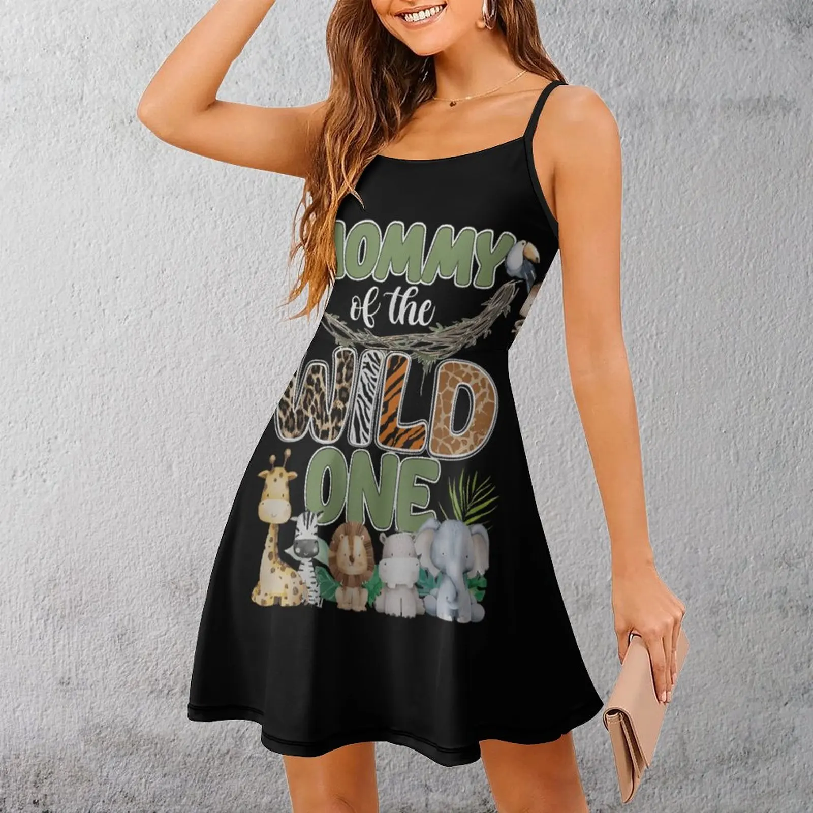 

Сексуальная женская одежда, платье Mommy Wild One, женское платье на бретельках с животными в стиле сафари, забавное платье с графикой для отпуска