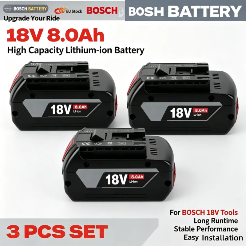 Nagelneuer Original Bosch 18V 8.0AH Akku, ersetzt Bosch BAT609/BAT609G, wiederaufladbarer Lithium-Ionen-Werkzeugakku