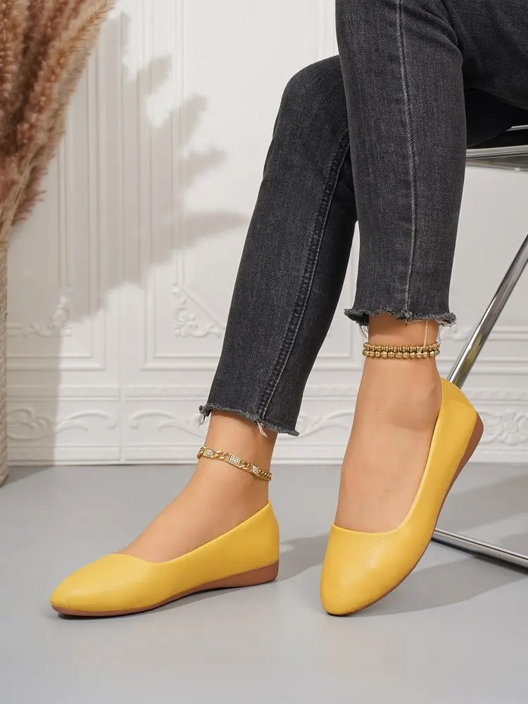 Einfarbige Ballerinas für Damen mit spitzer Zehenpartie, leicht und bequem, zum Hineinschlüpfen, für Alltag, Büro, Schule und Reisen – Detail 21