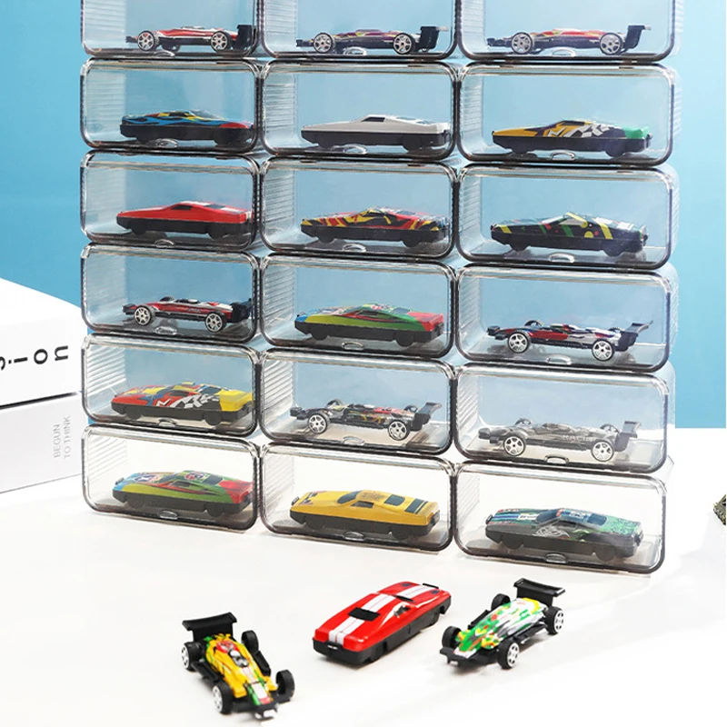 Wholesale for Hot Wheels Car Model Display Box Matchbox Diecast 1/64 Stackable Dustproof Storage Box Kids Educational Toys Boys