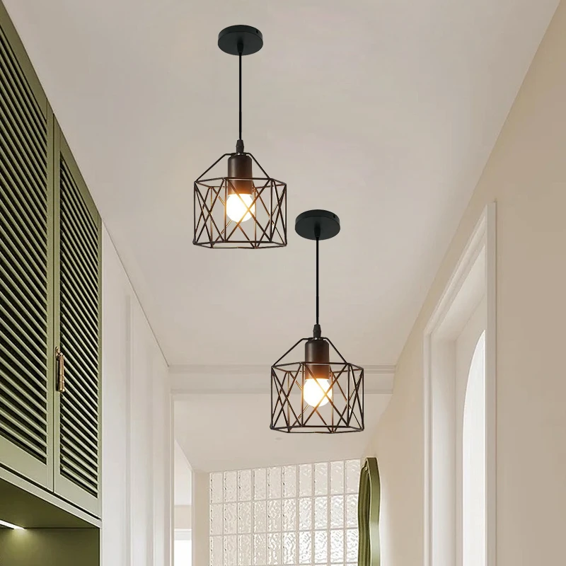 1 pz nero industriale retro lampada a sospensione a sospensione E27 base lampadina, ristorante cucina corridoio lampada (senza lampadina)