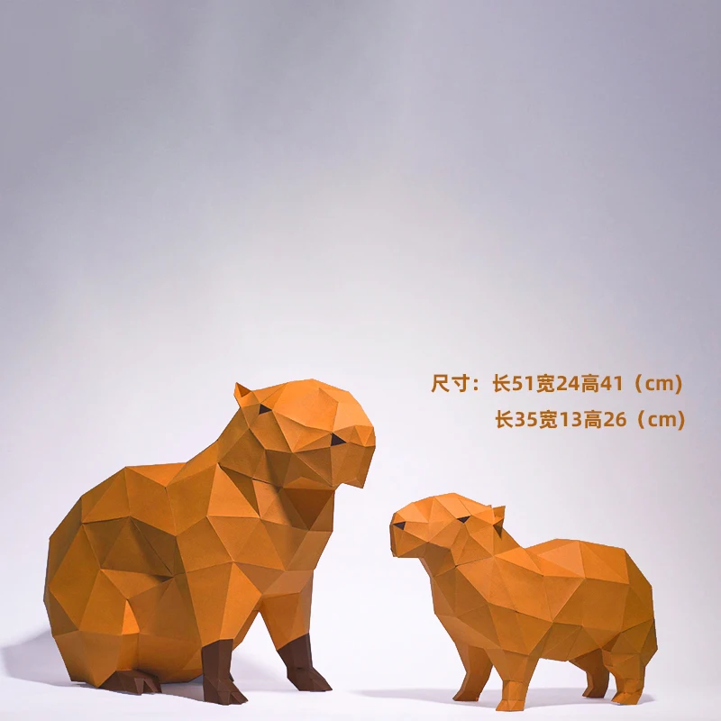 Capybara Mom And Baby Paper Model Home Decor Room Ornament Desk Decoration Papercraft 3D DIY Puzzles Hand Made Creative Toys