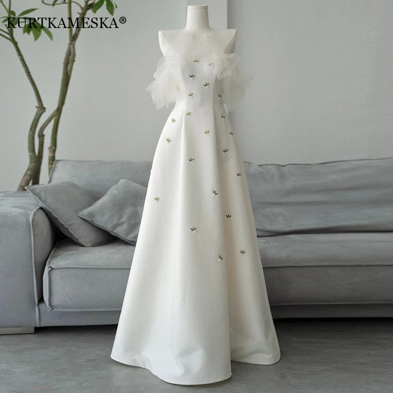 

Luxury Mesh Sleeves Long Prom Evening Wedding Shooting Dresses Women 2025 Summer Party Formal Occasions Reception Dress Elegant