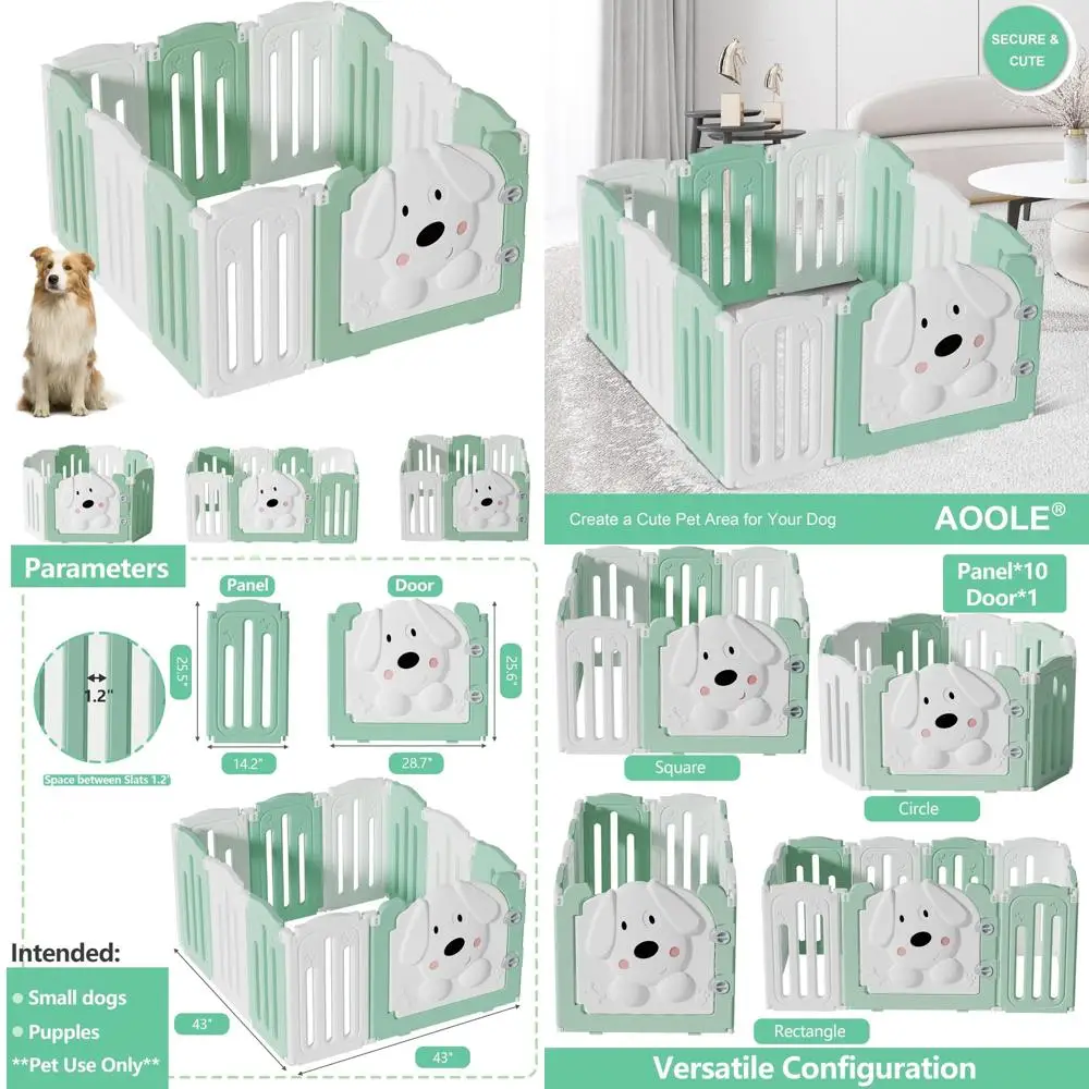 روضة كلب قابلة للتعديل وقابلة للطي في الأماكن المغلقة، قلم سياج قوي غير قابل للانزلاق، 25.5 ساعة 10 ألواح للكلاب الصغيرة مع باب، مثالية لـ Ind #1