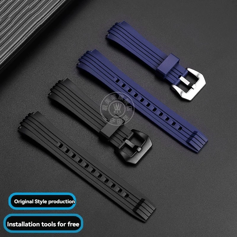 For Casio Edifice Series ECB-10YP ECB-10YPB ECB-10YP-1A ECB-950 Silicone Rubber Watch Strap Waterproof Wristband Balck Blue 20mm