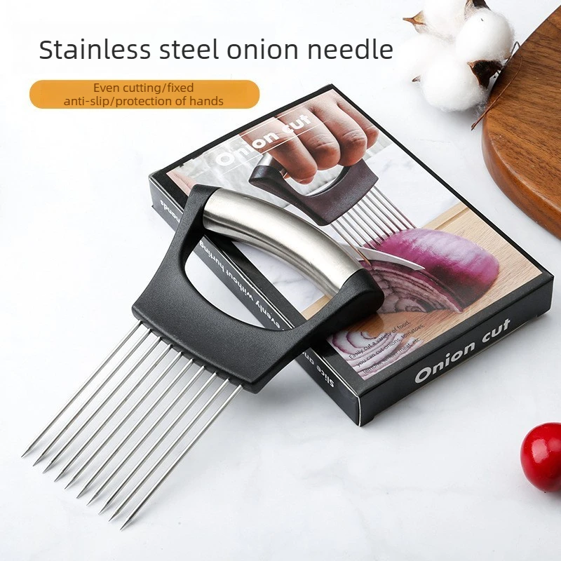 For Stainless Steel Onion Slicer Holder, Multipurpose Meat Tenderizers, Vegetable Potato Tomato Lemon Cutting Tool, Full Grip