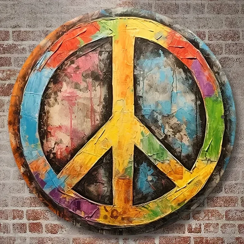 Vintage Tiki-Inspired Charming Peace Sign Metal Wall Art – 8