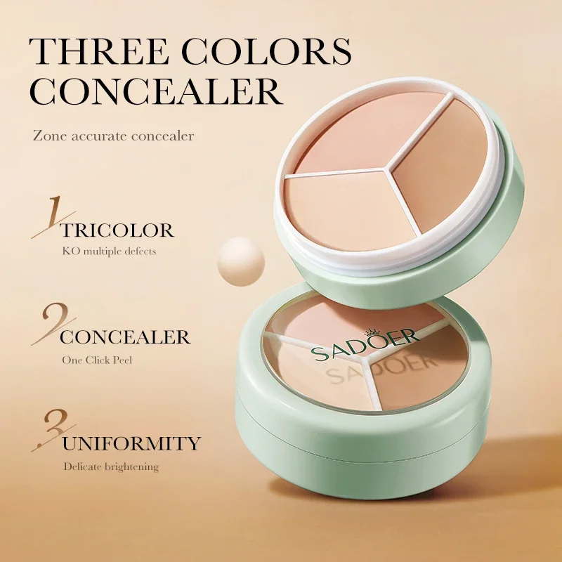 Three Color Concealer Palette Contour Highlighter Foundation Cream For Face Brightening Makeup Art