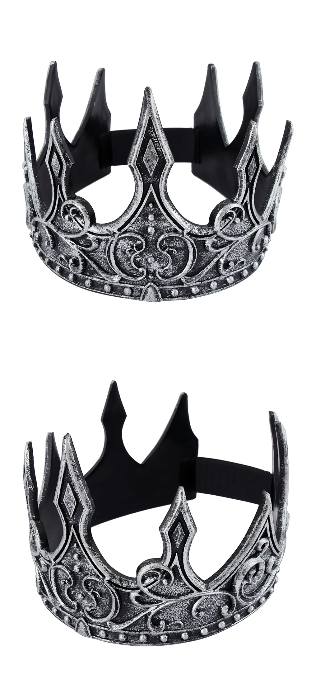 Königskrone für Männer und Frauen, voll rund, PU, königlicher Geburtstag, Prinz, Abschlussball, Könige Krone, mittelalterliche Kopfbedeckung, Cosplay, Halloween, Tiara-Kostüm – Detail 9