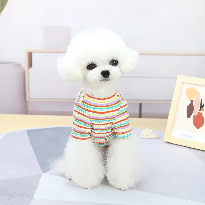 Fashion Dog Clothes for Small Dogs Autumn Dog Striped Jumpsuits Cute Puppy Coveralls Soft Cat Pajamas Pet Jumpsuits Dog Supplies