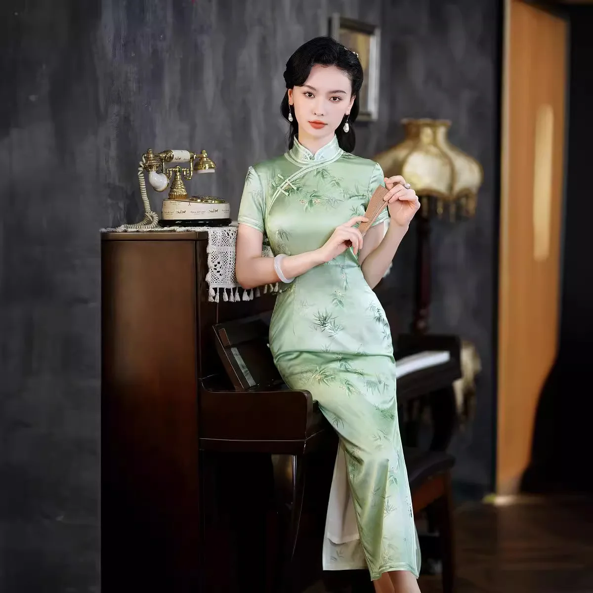 High Quality Real Silk Qipao Cheongsam Top Skirt Sexy Evening Dress Fit Special-Interest Design Women Temperament