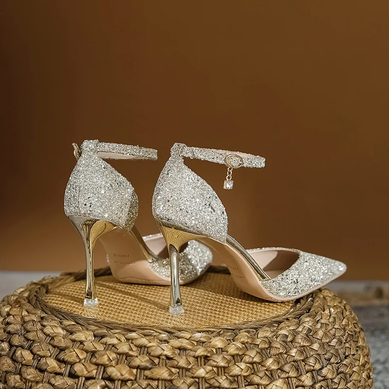 30-44 New Pointed Gold Silver High Heels Female Party Dress Shoes Ladies Shoes And Sandals