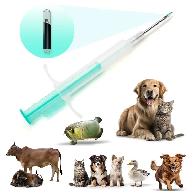 100Pcs 134.2KHz EM4305 Animal Microchip Pet ID Chip Injectable for Dog Cat Pig Cow with Syringe