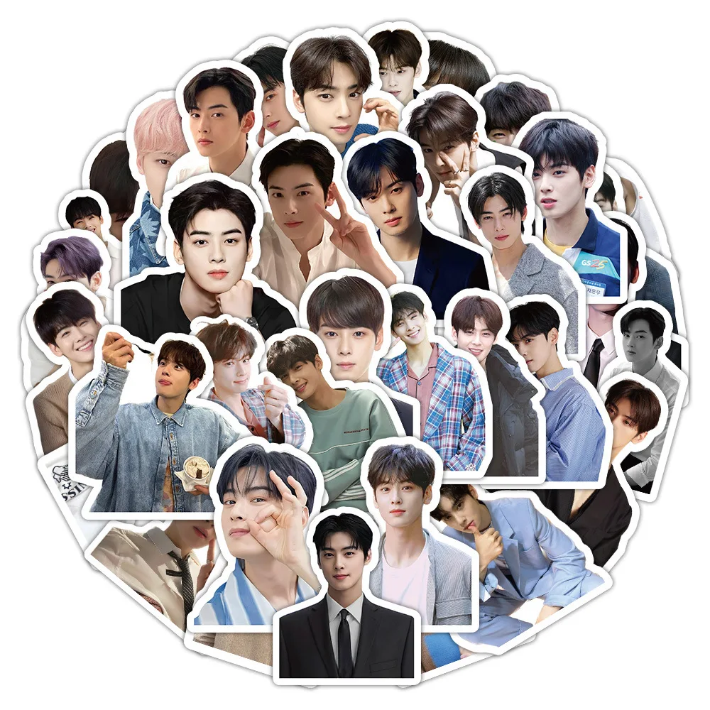 

63pcs/Set Kpop Idols Cha Eunwoo Self-adhesive Sticker Notebook Water Bottle Luggage INS Graffiti Decal Fans Collection Gift