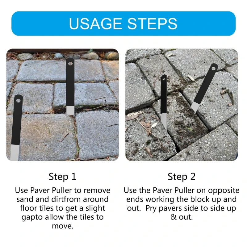 2Pcs/set Pavers Pullers Tool Removal Raise Sunken Brick Tool for Home Garden Lawn Yard Replace Pavers Patio Block