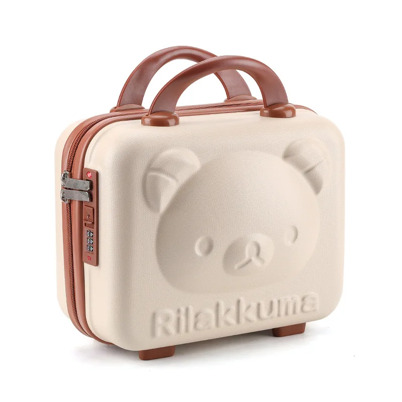 teddy bear password box, portable small suitcase, women's 14 inch small mini cosmetic storage bag, 16 inch lightweight