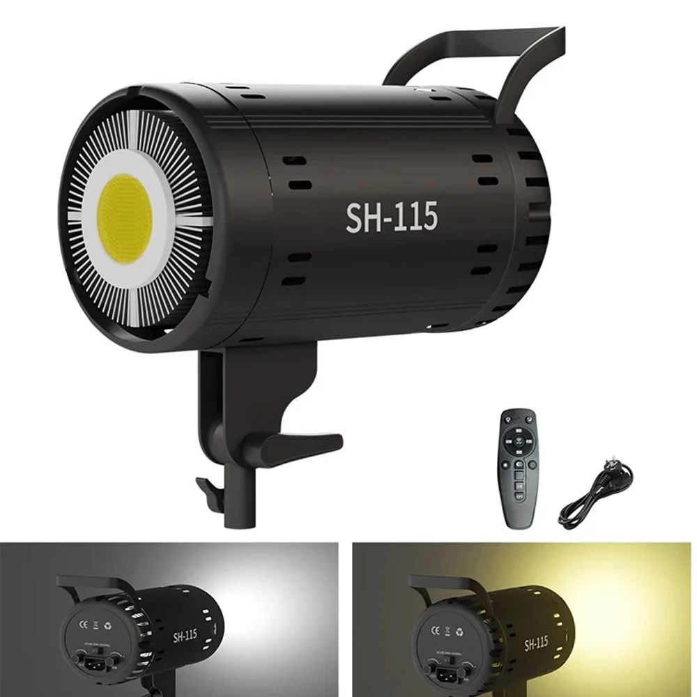 SH 115W Photography Bowens COB Video Light With Remote Control  3200-5600K 2-color Temperature CRI95+ Daylight Fill Lamp