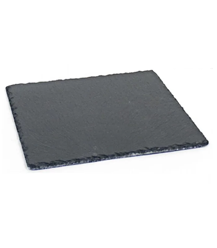 Tradineur Square Slate Plate, Tray for Hospitality, Service and Tasting, Rustic Singing, Natural Stone Table