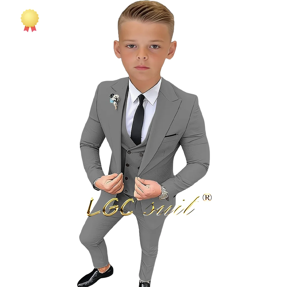 Boy's suit 3-piece wedding tuxedo-groom's prom blazer Customized jacket+pants+vest for children 2-16 years old