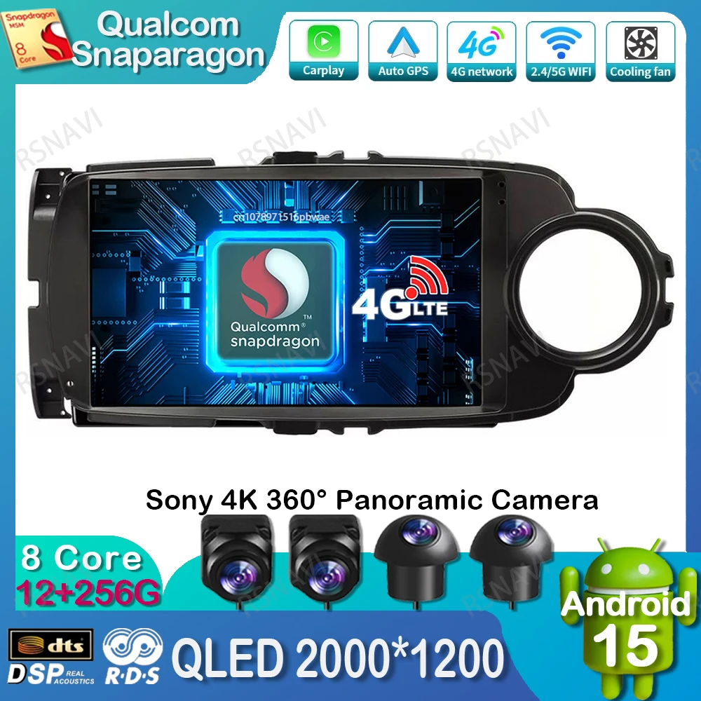 

Android 15 Car Radio For Toyota Yaris 2012 2013 2014 2015 2016 2017 Autoradio Head Unit 5G WIFI DVD Stereo 4G LTE QLED Qualcomm