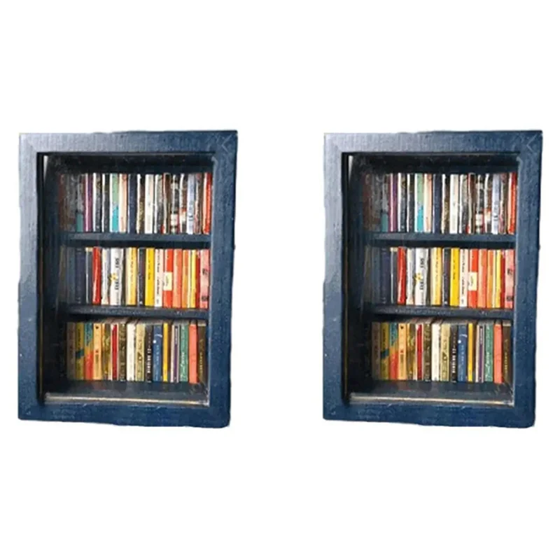 YWDZ-2X Miniature Bookshelf Pocket Anxiety Bookshelf Wooden Tiny Book Library Stress Reliever Bookshelf Tabletop