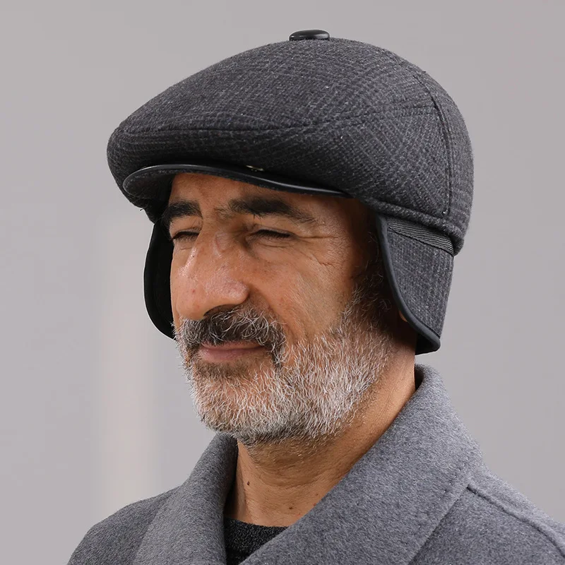 Hat For Men Winter middle-aged Elderly Dad Cap Warm Autumn Winter Old Grandpa Duck Tongue Hat Ear Protection Hats  Hot