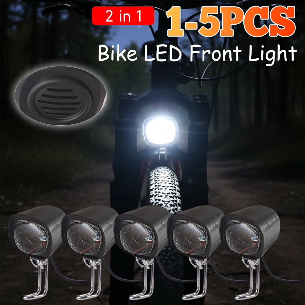 

Universal Eagle Eye LED Electric Bike Headlight with Horn 36V-60V Waterproof for E-Bike Electric Scooter Bicycle Accessories