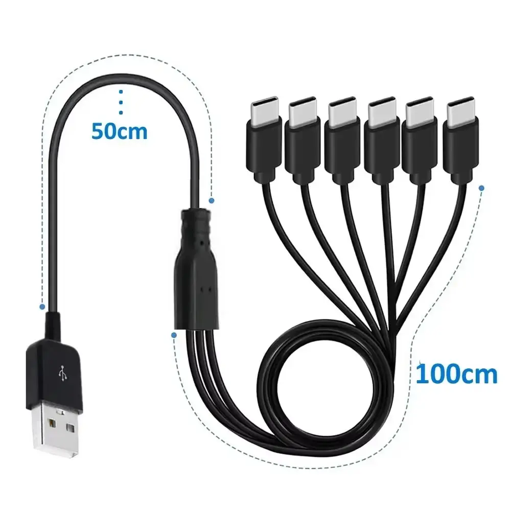 6 in 1 USB C Splitter Cable Multi USB C Cable Type C Male Charger Cable for iPhone 15 Android Samsung Tablet and TypeC Device