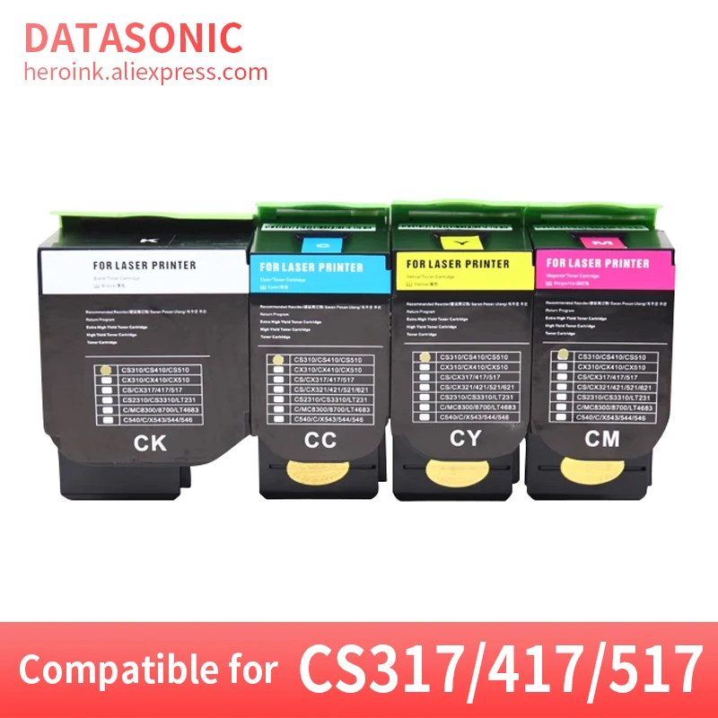 4color CS317 Toner Cartridge compatible for Lexmark CS317 CS317dn CS417 CS417dn CS517 CS517de Printer toner