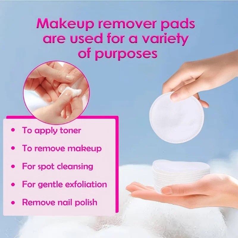 300枚（3パック）プレミアムコットンラウンド、柔らかく、吸収性のある、メイク落とし、スキンケア、洗顔用コットンパッド