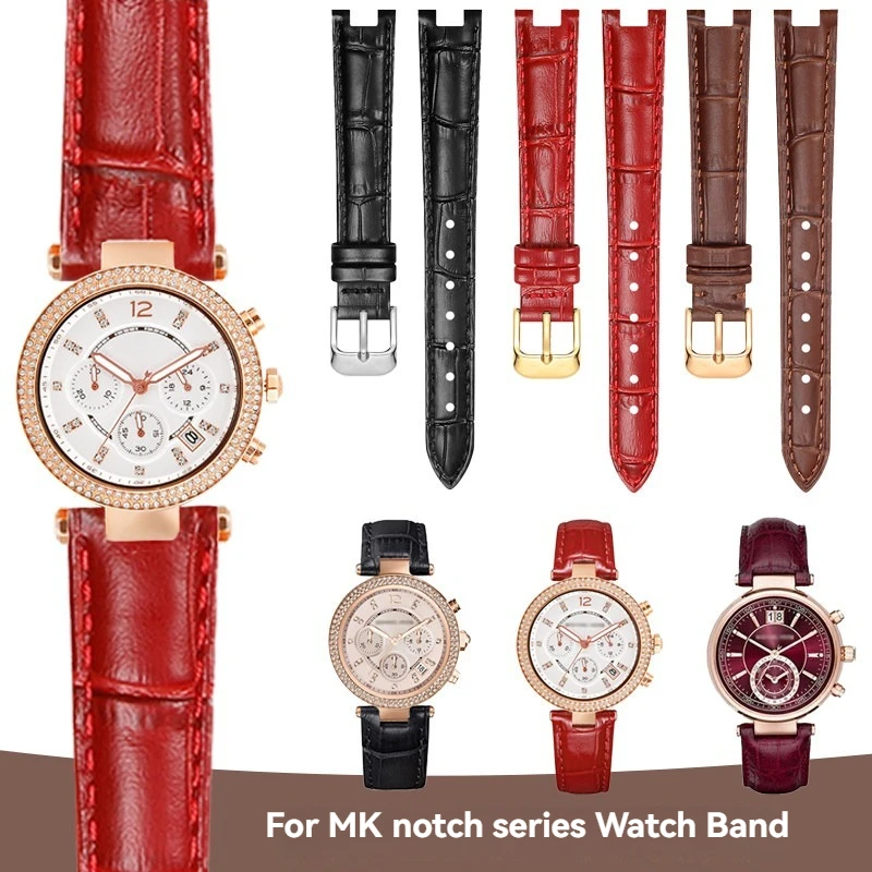 For MK Watch Strap Michael Kors MK2277 MK2425 MK5896 MK5354 5896 2277 Bracelet 16mm 18mm 20mm Notch Cowhide Calfskin Watch Band