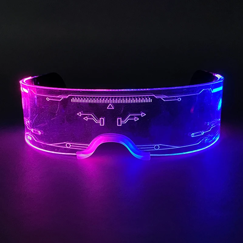 

Acrylic LED Glowing Glasses Neon Fluorescent Goggles Cosplay Props Luminous Light Up Glasses Dance Costume