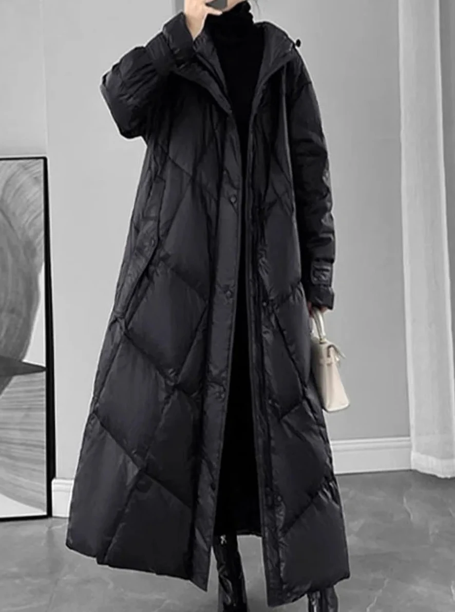 Verdikte katoenen damesjas in Koreaanse stijl, halflange losse pasvorm met lange mouwen en ritssluiting, warme wintermodejas