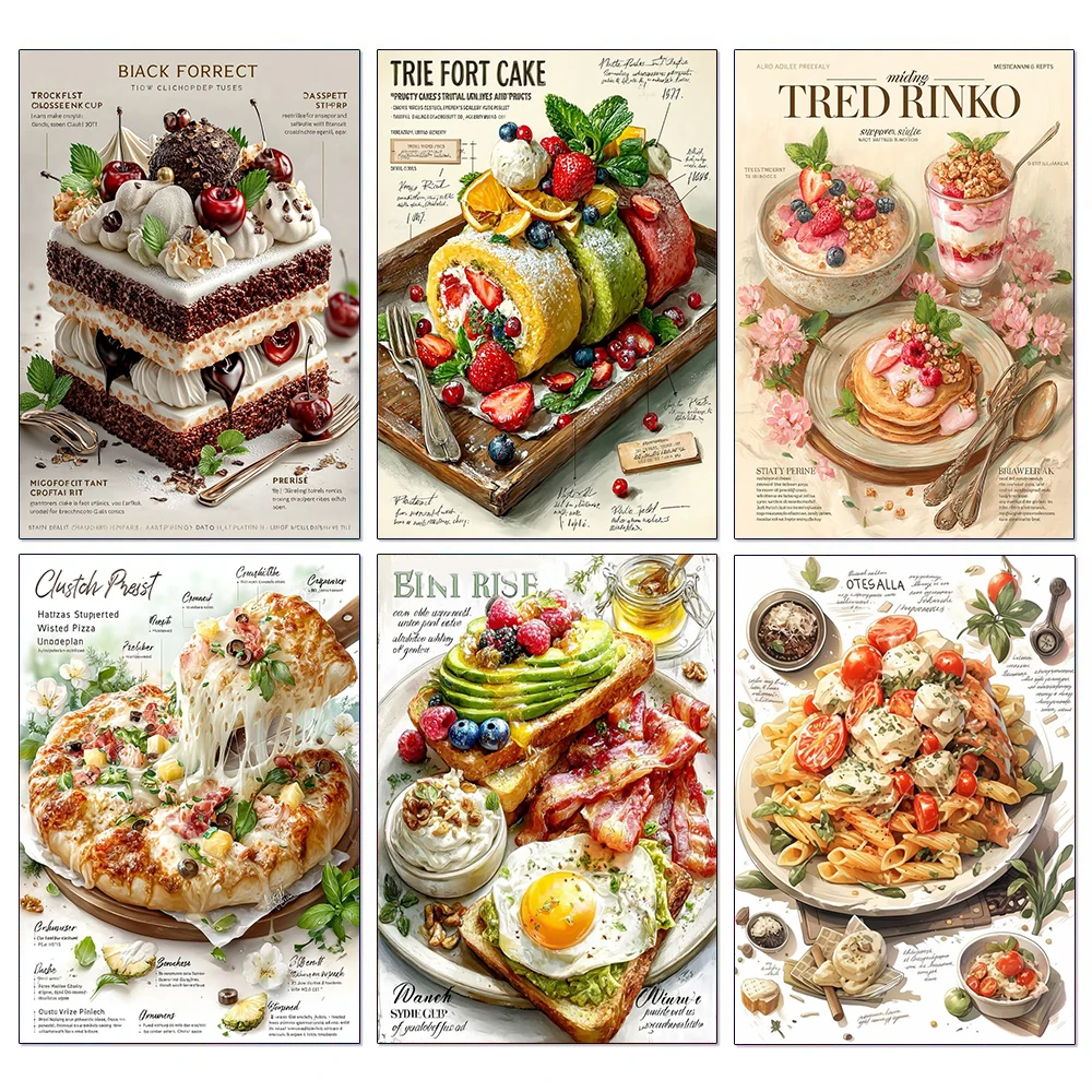 Delicious Food Diamond Painting New 2026 Ice Cream Cake Full Square Round Diamond Mosaic Embroidery DIY Kitchen Home Decor Gift