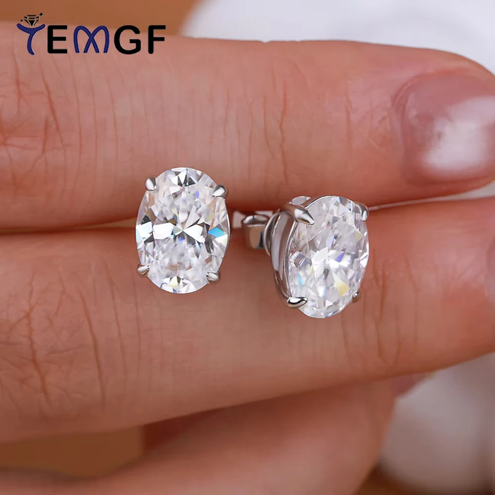 

TEMGF Oval Cut Moissanite Stud Earring GRA Certified 925 Sterling Silver for Woman Classic Luxury Anniversary Wedding Engagement
